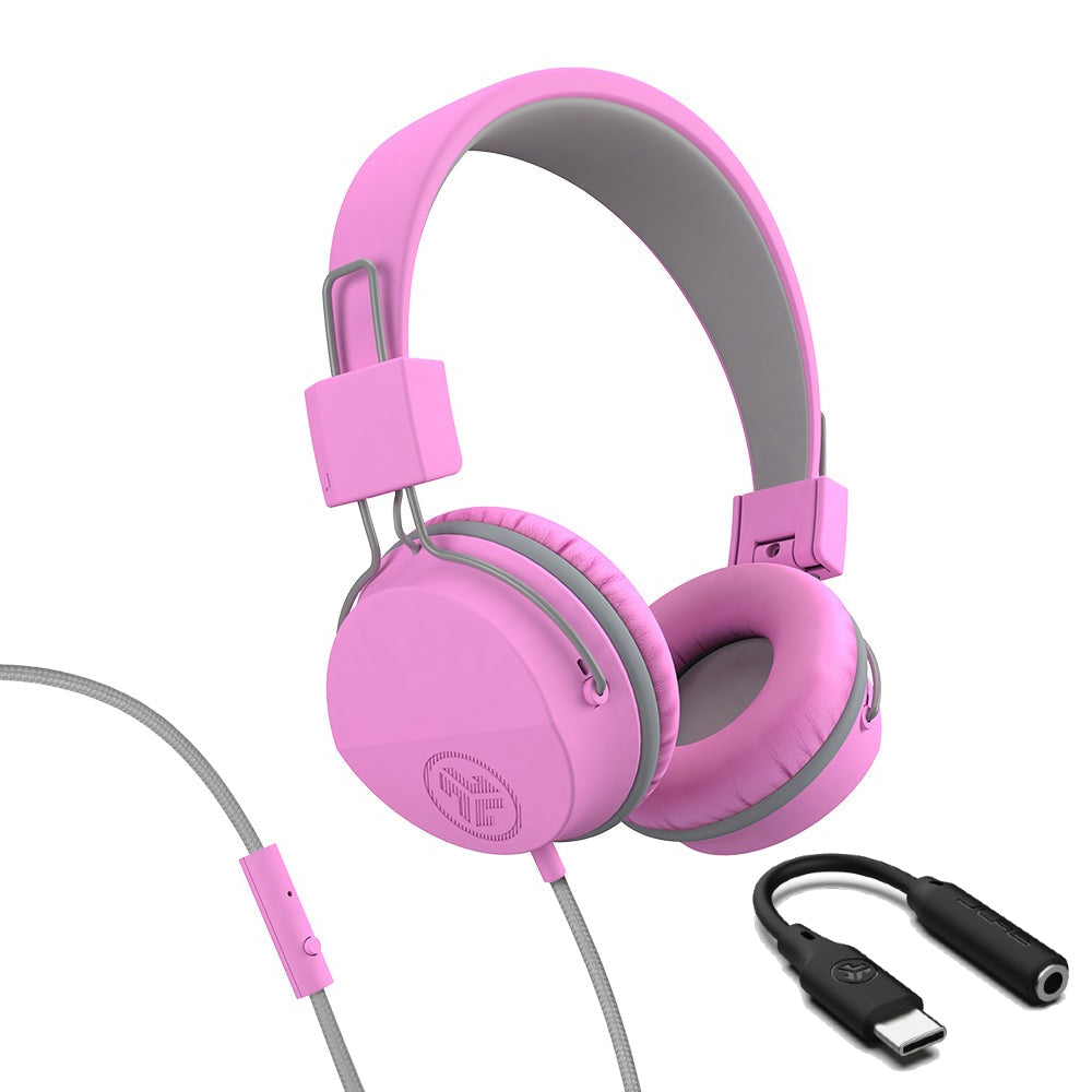 JBuddies Studio On-Ear Kids Wired Type-C Headphones Dark Pink - Pink